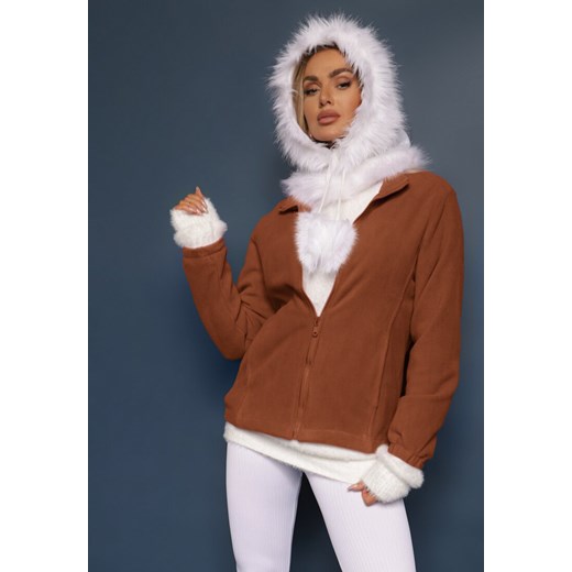 Brązowy Casualowy Polar Dannira ze sklepu renee.pl w kategorii Bluzy damskie - zdjęcie 186775528