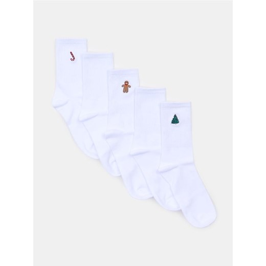 Sinsay - Prążkowane skarpetki 5 pack - biały - id: 840EL-00X - marki Sinsay - 186775936 Sinsay - Prążkowane skarpetki 5 pack - biały ze sklepu Sinsay w kategorii Skarpetki męskie - zdjęcie 186775936