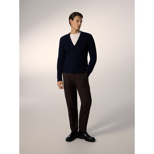 Reserved - Wełniany kardigan - granatowy - id: 480GQ-59X - marki Reserved - 186775939 Reserved - Wełniany kardigan - granatowy ze sklepu Reserved w kategorii Swetry męskie - zdjęcie 186775939