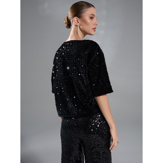Sinsay - Bluzka z połyskującymi cekinami - czarny Sinsay L Sinsay