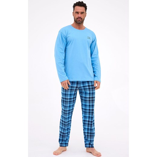 Bawełniana piżama męska z spodniami w kratę Ready 124/310, Kolor niebieski-wzór, Rozmiar XL, Cornette ze sklepu Intymna w kategorii Piżamy męskie - zdjęcie 186777039