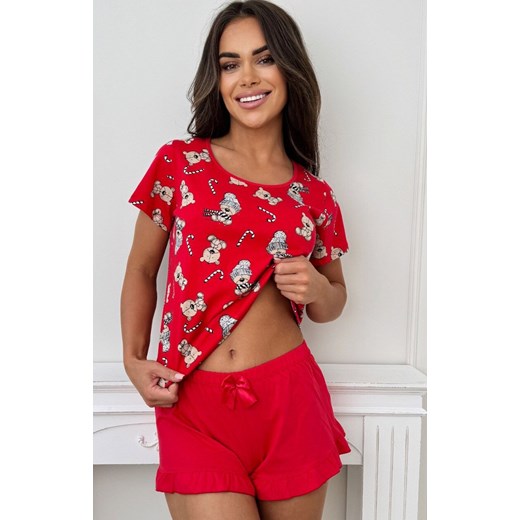 Donna świąteczna piżama damska Bear short, Kolor czerwony-wzór, Rozmiar S, Donna ze sklepu Intymna w kategorii Piżamy damskie - zdjęcie 186777066