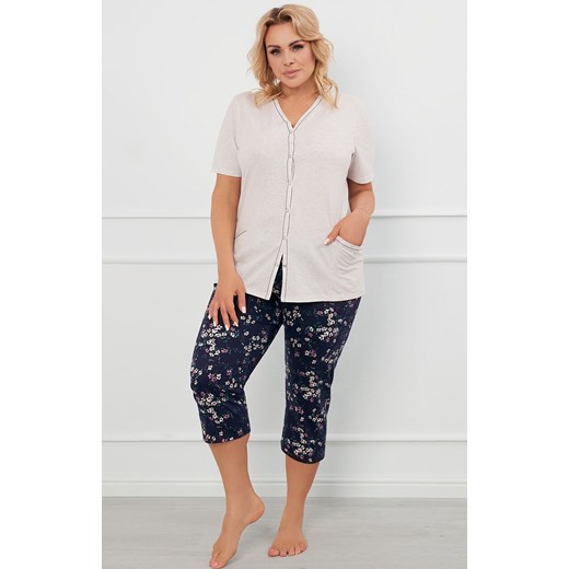 Piżama damska na krótki rękaw i 3/4 spodnie Evita, Kolor szary melanż-granat, Rozmiar S, Italian Fashion ze sklepu Intymna w kategorii Piżamy damskie - zdjęcie 186777157