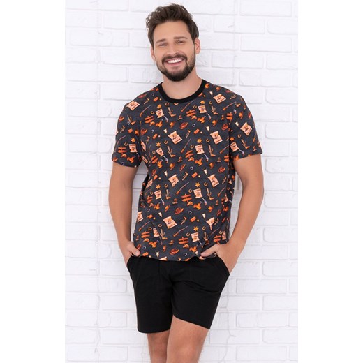 Western piżama męska kr.kr., Kolor czarno-grafitowy, Rozmiar S, Italian Fashion ze sklepu Intymna w kategorii Piżamy męskie - zdjęcie 186777158