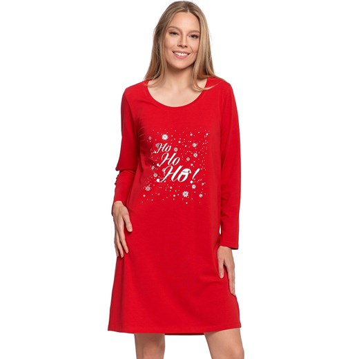 Moraj świąteczna bawełniana koszula nocna damska PDK2800-003, Kolor czerwony, Moraj M okazja Intymna