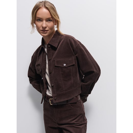 Mohito - Sztruksowa kurtka - ciemnobrązowy ze sklepu Mohito w kategorii Kurtki damskie - zdjęcie 186777526