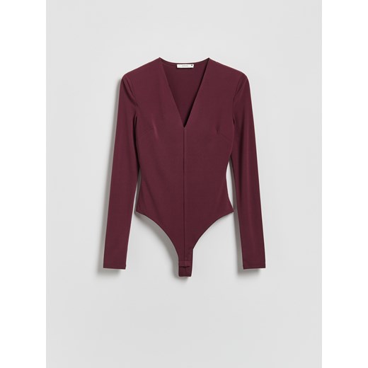 Reserved - Body z długim rękawem - ciemnofioletowy ze sklepu Reserved w kategorii Body damskie - zdjęcie 186777547