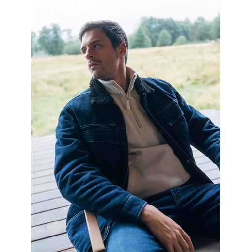 Reserved - Bluza z wysoką stójką - beżowy ze sklepu Reserved w kategorii Bluzy męskie - zdjęcie 186777589