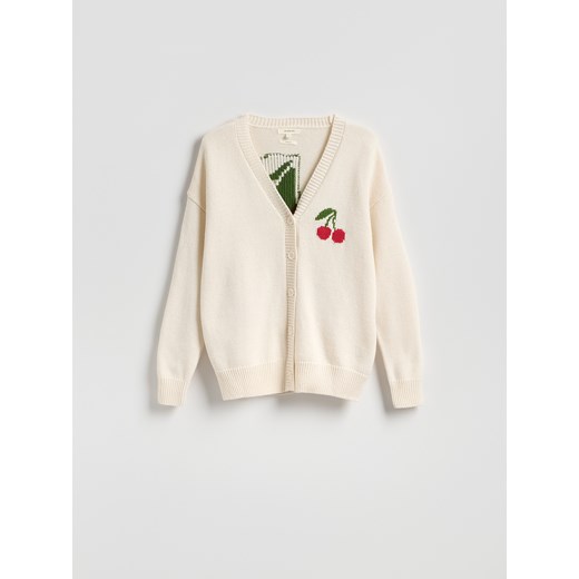 Reserved - Kardigan z wełną - złamana biel - id: 882HD-01X - marki Reserved - 186777907 Reserved - Kardigan z wełną - złamana biel ze sklepu Reserved w kategorii Swetry damskie - zdjęcie 186777907