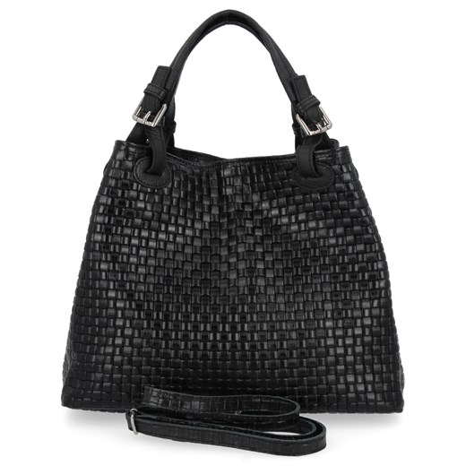 Modna Torebka Skórzana Shopper Bag 2269-J Czarna Other One Size wyprzedaż PaniTorbalska