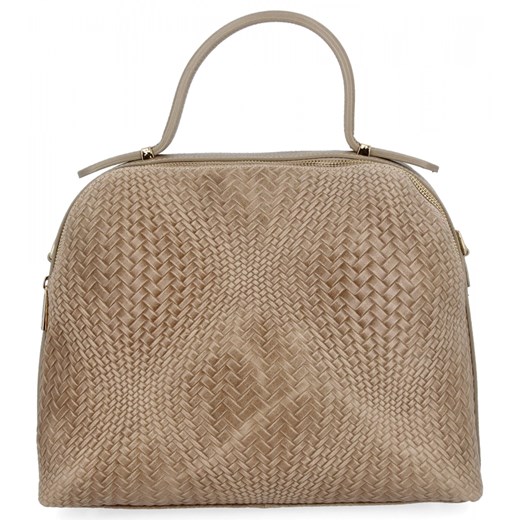 Elegancka Torebka Skórzana Włoski Kuferek 2 Komory 5273 Ziemista ze sklepu PaniTorbalska w kategorii Torby Shopper bag - zdjęcie 186778019