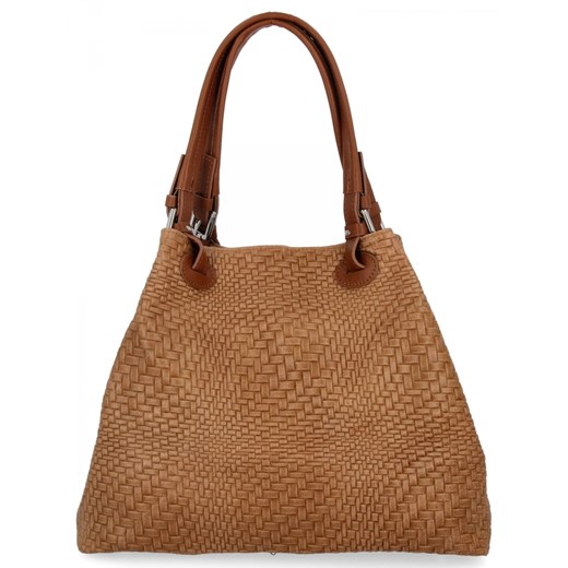 Modna Torebka Skórzana Shopper Bag 527 Ruda ze sklepu PaniTorbalska w kategorii Torby Shopper bag - zdjęcie 186778065