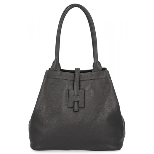 Elegancka Torebka Skórzana Shopper Bag 208S Szara ze sklepu PaniTorbalska w kategorii Torby Shopper bag - zdjęcie 186778176