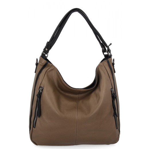 Uniwersalna Torebka Damska XL Na Co Dzień firmy Hernan HB0379 Ziemista/Czarna ze sklepu PaniTorbalska w kategorii Torby Shopper bag - zdjęcie 186778225