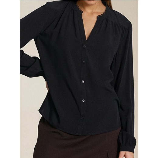 Sinsay - Bluzka koszulowa zapinana na guzik - czarny ze sklepu Sinsay w kategorii Bluzki damskie - zdjęcie 186778546