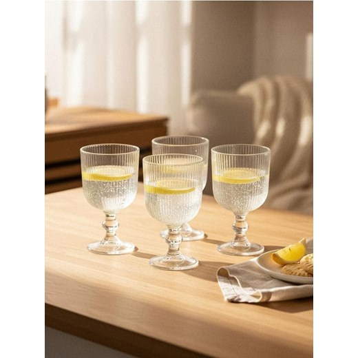 Sinsay - Ryflowane szklanki na nóżce 4 pack - biały ze sklepu Sinsay w kategorii Szklanki - zdjęcie 186778548