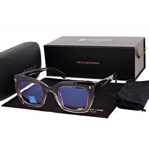Damskie okulary +2.25 do czytania i komputera z filtrem Blue Light STL286 szary/fiolet ze sklepu Stylion w kategorii Okulary korekcyjne damskie - zdjęcie 186778715
