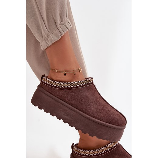 Damskie Śniegowce Eko Zamsz Platforma Haft Czekoladowe Jenira Boto 40 ZAZOO