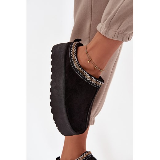 Damskie Śniegowce Eko Zamsz Platforma Haft Czarne Jenira Boto 37 ZAZOO