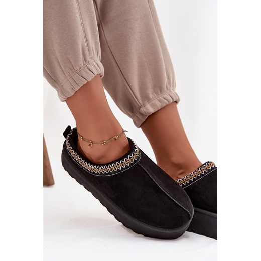 Damskie Śniegowce Eko Zamsz Platforma Haft Czarne Jenira Boto 39 ZAZOO