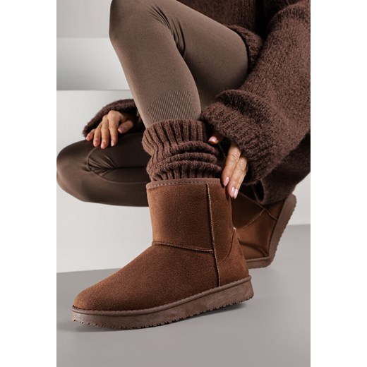 Brązowe Śniegowce Ozdobione Przeszyciem Retila ze sklepu born2be.pl w kategorii Śniegowce damskie - zdjęcie 186779518