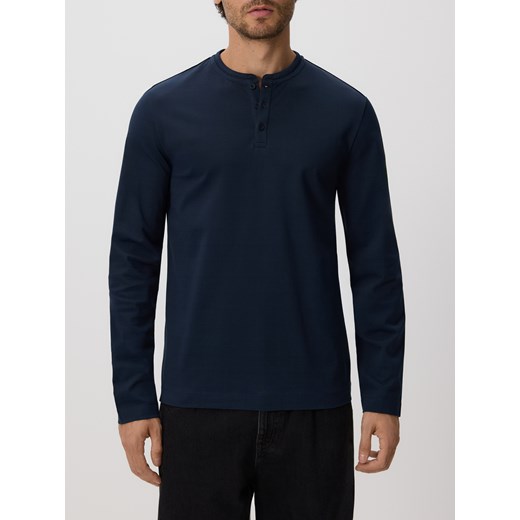 Reserved - Bawełniany longsleeve slim - granatowy Reserved XL Reserved