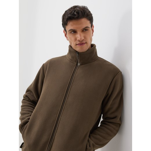 Reserved - Polarowa bluza ze stójką - ciemnobrązowy ze sklepu Reserved w kategorii Bluzy męskie - zdjęcie 186779767