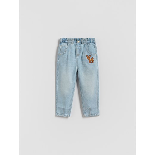 Reserved - Jeansy paperbag z haftem - niebieski ze sklepu Reserved w kategorii Spodnie dziewczęce - zdjęcie 186779788