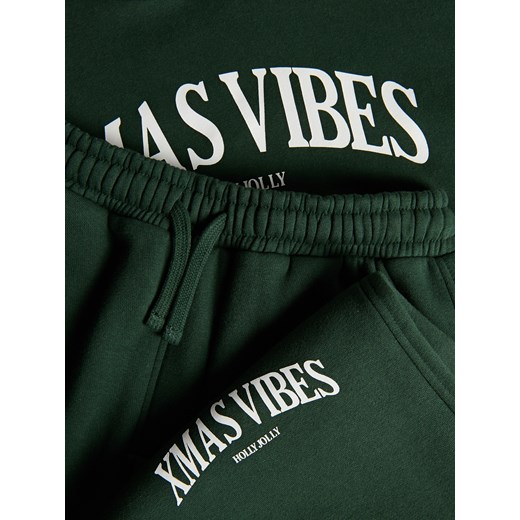Reserved - Bawełniany komplet z nadrukiem - ciemnozielony Reserved 164 (13 lat) Reserved
