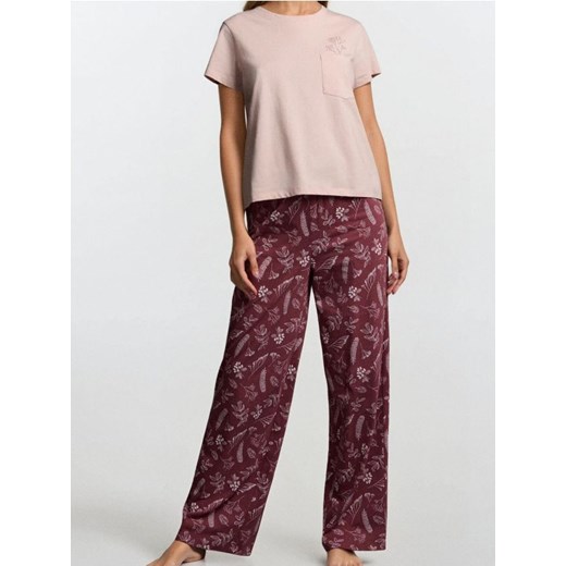 Sinsay - Bawełniana piżama dwuczęściowa - różowy ze sklepu Sinsay w kategorii Piżamy damskie - zdjęcie 186780809