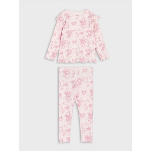 Sinsay - Prążkowana piżama dwuczęściowa ze wzorkiem - różowy ze sklepu Sinsay w kategorii Odzież dla niemowląt - zdjęcie 186780865
