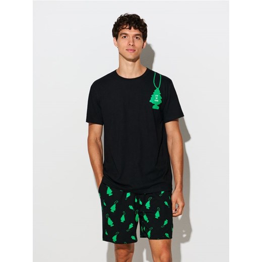 Sinsay - Bawełniana piżama dwuczęściowa z nadrukiem - czarny ze sklepu Sinsay w kategorii Piżamy męskie - zdjęcie 186780936