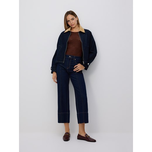 Reserved - Jeansy straight z przeszyciami - granatowy ze sklepu Reserved w kategorii Jeansy damskie - zdjęcie 186781655