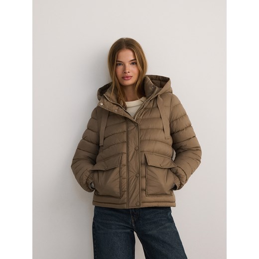 Reserved - Kurtka z kapturem - brązowy Reserved XS promocyjna cena Reserved