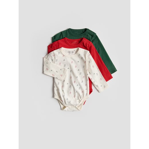Reserved - Bawełniane body 3 pack - czerwony - id: 610FP-33X - marki Reserved - 186783468 Reserved - Bawełniane body 3 pack - czerwony ze sklepu Reserved w kategorii Body niemowlęce - zdjęcie 186783468