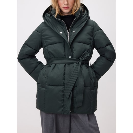 Reserved - Pikowana kurtka z wiązaniem - zielony ze sklepu Reserved w kategorii Kurtki damskie - zdjęcie 186783539
