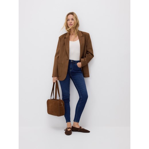 Reserved - Jeansy slim mid rise - granatowy ze sklepu Reserved w kategorii Jeansy damskie - zdjęcie 186783656