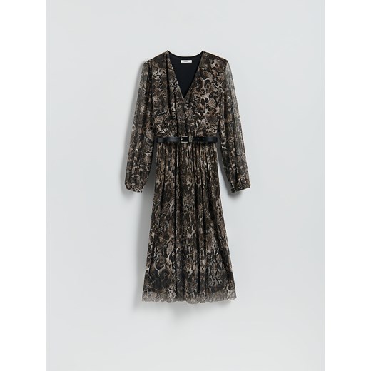 Reserved - Plisowana sukienka z paskiem - wielobarwny ze sklepu Reserved w kategorii Sukienki - zdjęcie 186783756