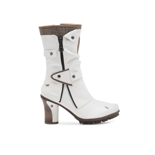 Mustang Botki 1141-606 Biały ze sklepu MODIVO w kategorii Kozaki damskie - zdjęcie 186784209