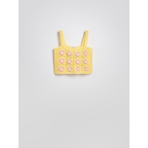 Reserved - Dzianinowy top na ramiączkach - jasnożółty ze sklepu Reserved w kategorii Bluzki damskie - zdjęcie 186786008