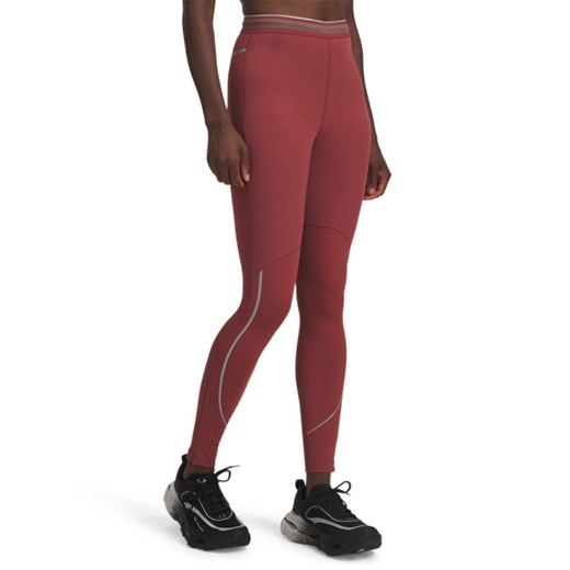 Damskie legginsy do biegania Under Armour UA Halo Run CW Tights - czerwone ze sklepu Sportstylestory.com w kategorii Spodnie damskie - zdjęcie 186786155