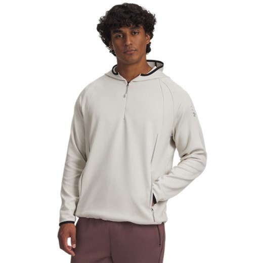Męska bluza treningowa Under Armour Halo Cold Weather - beżowa ze sklepu Sportstylestory.com w kategorii Bluzy męskie - zdjęcie 186786165