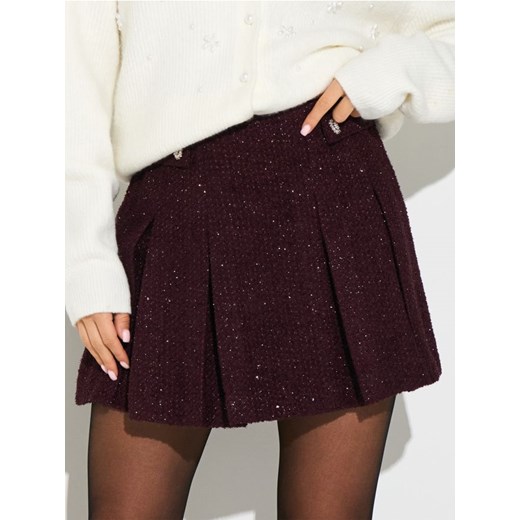 Sinsay - Plisowana spódnica mini - bordowy - id: 208FJ-83X - marki Sinsay - 186788396 Sinsay - Plisowana spódnica mini - bordowy ze sklepu Sinsay w kategorii Spódnice - zdjęcie 186788396