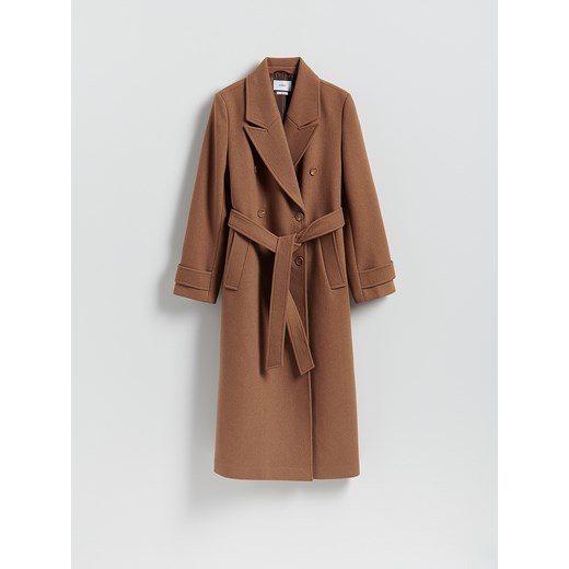 Reserved - Płaszcz z wełną - beżowy ze sklepu Reserved w kategorii Płaszcze damskie - zdjęcie 186790699