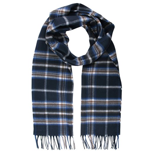 Szalik Męski V. Fraas - Cashmink - Granatowy w Kratkę SZAAKR1290 ze sklepu JegoSzafa.pl w kategorii Szaliki męskie - zdjęcie 186792579