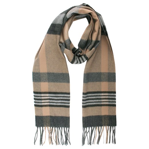 Szalik Męski V. Fraas - Cashmink - Szarości i Beże, Krata SZAAKR1287 V. Fraas JegoSzafa.pl