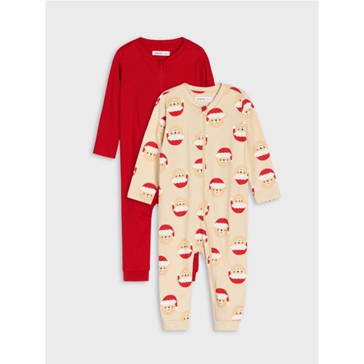 Sinsay - Bawełniany pajacyk z motywem świątecznym 2 pack - kremowy - id: 629EM-01X - marki Sinsay - 186793159 Sinsay - Bawełniany pajacyk z motywem świątecznym 2 pack - kremowy ze sklepu Sinsay w kategorii Piżamy dziecięce - zdjęcie 186793159