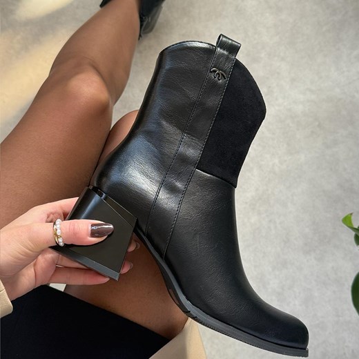 Czarne botki damskie na obcasie M.Daszyński Sa269-2 - id: 32428 - marki Daszyński - 186796668 Czarne botki damskie na obcasie M.Daszyński Sa269-2 ze sklepu suzana.pl w kategorii Botki - zdjęcie 186796668