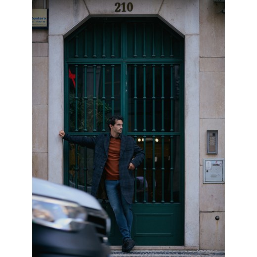 Reserved - Płaszcz z dodatkiem wełny - granatowy ze sklepu Reserved w kategorii Płaszcze męskie - zdjęcie 186796889