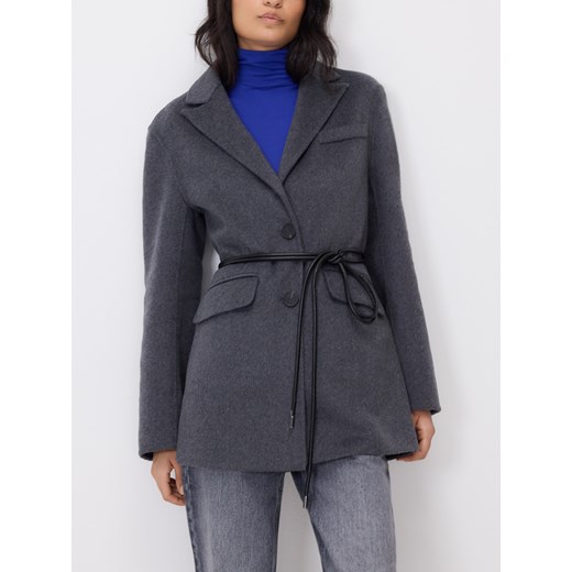Reserved - Marynarka oversize z wełną - ciemnoszary - id: WM907-90M - marki Reserved - 186796928 Reserved - Marynarka oversize z wełną - ciemnoszary ze sklepu Reserved w kategorii Marynarki damskie - zdjęcie 186796928
